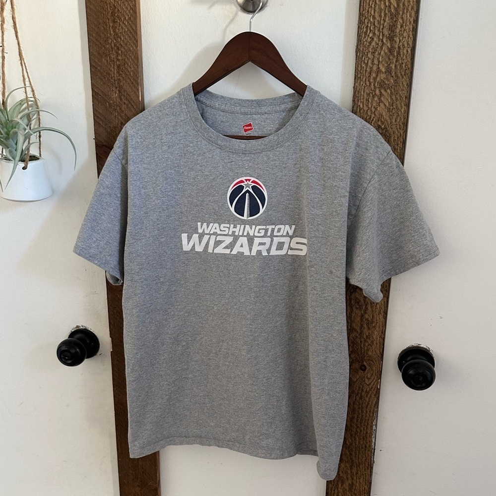 Washington Wizards Medium Hanes Tagless T-Shirt Gray Unisex NBA Fan Apparel
